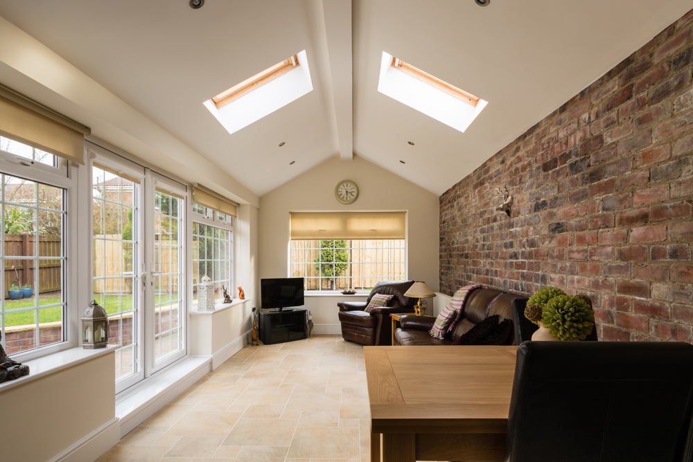 house extension interior showing finished interior and roof windows